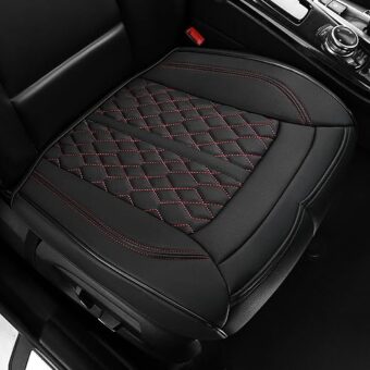 Pariiaodin 2-Pcs Premium Leather Car Seat Covers for Bottom Front Seats, Waterproof Padded Seat Covers for Cars, Universal Fit Seat Cushion Protector for Most Cars, Sedan,...