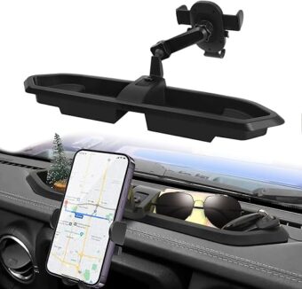 Phone Mount for 2018-2023 Jeep Wrangler JL JLU & 2023 2022 2021 2020 Gladiator JT, Jeep Wrangler JL Phone Holder with Storage Box Jeep Dash-Mounted Holder, Not for Wrangler...