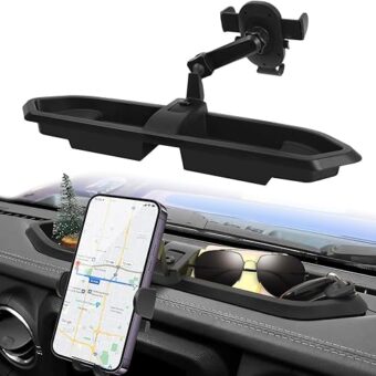 Phone Mount for 2018-2023 Jeep Wrangler JL JLU & 2023 2022 2021 2020 Gladiator JT, Jeep Wrangler JL Phone Holder with Storage Box Jeep Dash-Mounted Holder, Not for Wrangler...