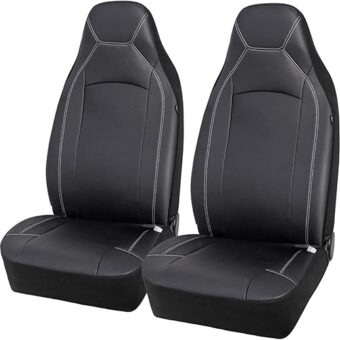 PIC AUTO Leather Car Seat Covers, High-Back, Waterproof, Automotive Seat Covers Front Set, Airbag Compatible, Universal for Autos, SUVs, Trucks, and Vans