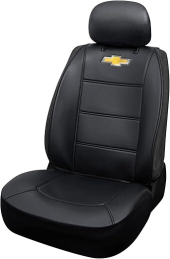 Plasticolor 008599R01 Chevy Chevrolet Logo Universal Fit Car Truck or SUV Sideless 3-Piece Seat Cover w/Head Rest , Black