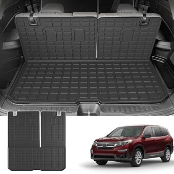 powoq Cargo Mat Compatible with 2016-2024 Honda Pilot (No Elite) Trunk Mat with Backrest Mat TPE Cargo Liner Trunk Liner Replacement for 2016-2024 Honda Pilot Accessories (Trunk...