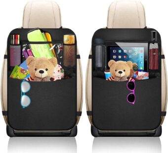 Premium Backseat Organizer for Kids 2 Pack, Heavy Duty Waterproof and Stain Resistant Kick Mats Back Seat Protector, Durable Backseat Car Organizer with Tablet Holder+Storage...