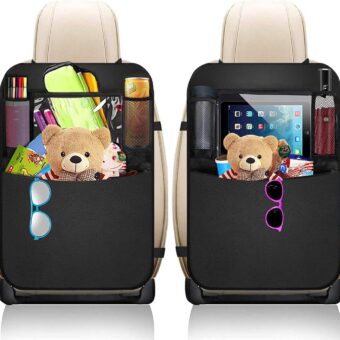 Premium Backseat Organizer for Kids 2 Pack, Heavy Duty Waterproof and Stain Resistant Kick Mats Back Seat Protector, Durable Backseat Car Organizer with Tablet Holder+Storage...