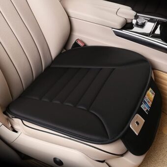 Premium Car Seat Cushion, Driver Seat Cushion with Comfort Memory Foam & Non-Slip Rubber Bottom, Car Seat Pad Works with 95% of Vehicles and Office Chair or Home (Black)