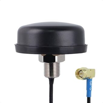 Proxicast Active/Passive GPS Antenna SMA - Through Hole Screw Mount Puck Antenna with Right Angle SMA Male Connector on 18 inch Low Loss Coax Lead - 28 dB LNA (ANT-190-005)