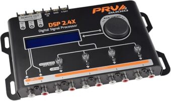 PRV AUDIO Car Audio DSP 2.4X Digital Crossover and Equalizer 4 Channel Full Digital Signal Audio Processor DSP with Sequencer Remote Relay