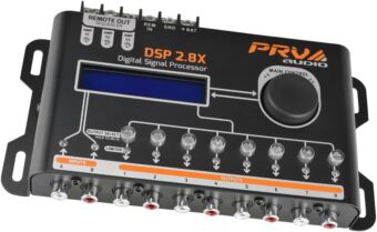 PRV AUDIO Car Audio DSP 2.8X Digital Crossover and Equalizer 8 Channel Full Digital Signal Audio Processor DSP with Sequencer Remote Relay