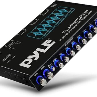 Pyle 7 Band Parametric Equalizer - 7 Volt RMS Pre-Amp Output with Subwoofer Gain Control, and 3 Input Sources Selectable, Blue Light Illumination