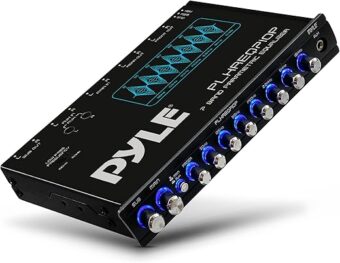 Pyle 7 Band Parametric Equalizer - 7 Volt RMS Pre-Amp Output with Subwoofer Gain Control, and 3 Input Sources Selectable, Blue Light Illumination