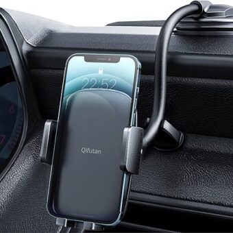 Qifutan Cell Phone Holder for Car Phone Mount Long Arm Dashboard Windshield Car Phone Holder Anti-Shake Stabilizer Phone Car Holder Compatible with All Phone Android Smartphone,...