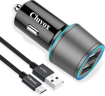 Rapid USB C Car Charger, Compatible for Samsung Galaxy S24/S23/S22/S21/Note 20/Ultra/10/Plus/9/8/S20/S10+/S10e/S9/S8/A50/A70, Quick Charge 3.0 Dual USB 18W Fast Car Charger+...