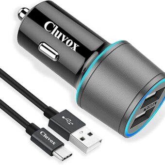 Rapid USB C Car Charger, Compatible for Samsung Galaxy S24/S23/S22/S21/Note 20/Ultra/10/Plus/9/8/S20/S10+/S10e/S9/S8/A50/A70, Quick Charge 3.0 Dual USB 18W Fast Car Charger+...