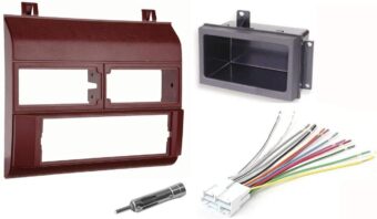 Red Complete Single Din Dash Kit + Pocket Kit + Wire Harness + Antenna Adapter Compatible with Chevrolet & GMC 1988-1996