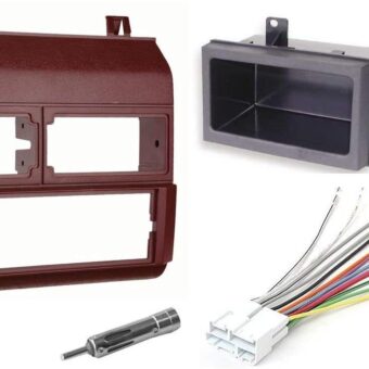 Red Complete Single Din Dash Kit + Pocket Kit + Wire Harness + Antenna Adapter Compatible with Chevrolet & GMC 1988-1996