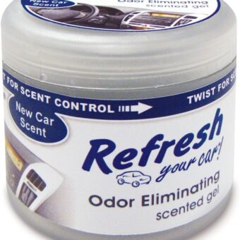 Refresh Your Car Air Freshener, Odor Eliminator, Scented Gel Can, New Car Scent, 4.5 Oz, Refresh Your Car, Multicolor, 1 Count (Pack of 1)