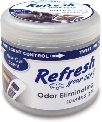 Refresh Your Car Air Freshener, Odor Eliminator, Scented Gel Can, New Car Scent, 4.5 Oz, Refresh Your Car, Multicolor, 1 Count (Pack of 1)