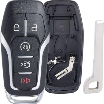 Remote Key Fob Case Shell Cover Replacement for Ford Edge/Explorer/Fusion/Mustang for Lincoln MKZ/MKC/MKX(FCC ID:M3N-A2C31243300 P/N:164-R7989) 5 Buttons,Just A Key Shell