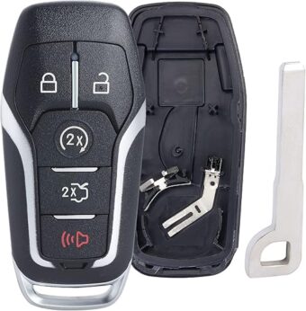 Remote Key Fob Case Shell Cover Replacement for Ford Edge/Explorer/Fusion/Mustang for Lincoln MKZ/MKC/MKX(FCC ID:M3N-A2C31243300 P/N:164-R7989) 5 Buttons,Just A Key Shell