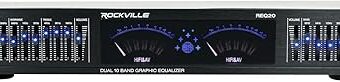 Rockville REQ20 19" Rack Mount Pro Dual 10 Band Graphic Equalizer EQ w/VU Meters