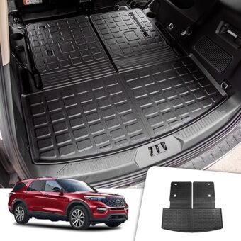 Rongtaod Cargo Mat Compatible with 2020-2024 Ford Explorer 6&7 Passenger Cargo Liner Trunk Mat Back Seat Cover Protector Upgrade 2023 Explorer Accessories (Trunk Mat with...