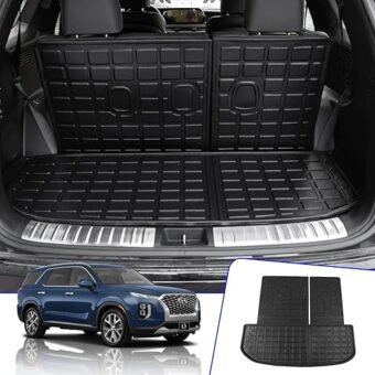 Rongtaod Cargo Mat Compatible with Hyundai Palisade 2020-2025 Trunk Mat Cargo Mat Cargo Liner All Weather Trunk Liner 2024 Palisade Accessories (Trunk Mats with Backrest Mat)