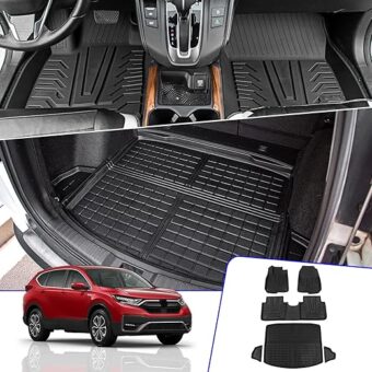 Rongtaod Floor Mats Compatible with 2017-2022 Honda CRV Cargo Liner Trunk Mat TPE All Weather Trunk Liner 2021 CR-V Accessories (Trunk Mats+Floor Mats)