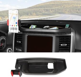 RT-TCZ Dash Mount Holder Cell Phone Holder with Storage Box Kit Bracket Center Console Interior Accessories for Dodge RAM 2018-2023,for 8.4-inch Screen