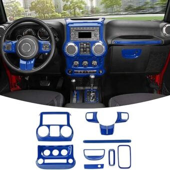 RT-TCZ for Jeep JK Interior Trim Kit, Blue Center Console Dashboard Panel Decoration Accessories for Jeep Wrangler JK JKU 2011-2017(10pcs)