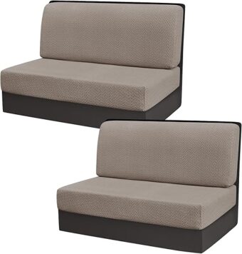 RV Dinette Cushion Covers, Stretch Camper Dinette Cushion Covers, Sectional Replacement RV Seat Covers for Travel Trailer Couch - includes 2 Backrest Cover & 2 Bench Cover...