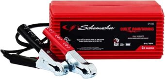 Schumacher SP1296 Fully Automatic Battery Charger and Maintainer – 2 Amp, 6V/12V - For Car, Boat, and Power Sport Batteries