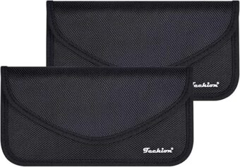 Signal Blocking Bag, Techion 2 Pack RFID Faraday Bag Shield Pouch Cage Box Wallet Case for Cell Phone and Car Key FOB, Privacy Protection, Anti-Hacking - Black