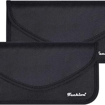 Signal Blocking Bag, Techion 2 Pack RFID Faraday Bag Shield Pouch Cage Box Wallet Case for Cell Phone and Car Key FOB, Privacy Protection, Anti-Hacking - Black