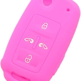 Silicone Cover Protector Case Holder Skin Jacket Compatible with Volkswagen Sharan Caravelle SEAT 5 Button Flip Remote Key Fob 4+1 BTN CV4806 Kitty Pink