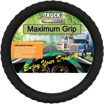 Silicone Semi-Truck Steering Wheel Cover Fits 16" 17" 18" 19" Steering Maximum Grip, Black