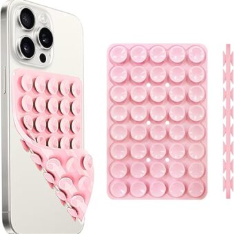 Silicone Suction Cup Phone Case Mount Double Sided, Phone Accessories Hands-Free Strong Grip Holder for Selfies and Videos, Silicon Phone Stand for iPhone and Android Light Pink