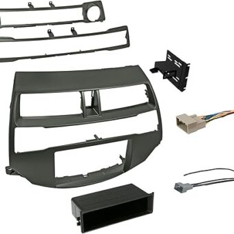 Single/Double Din Dash Kit for Accord 2008-2012 with Wiring Harness, Antenna Adapter (Metallic Taupe) Compatible with All Trim Levels, Easy Installation for Aftermarket Stereo