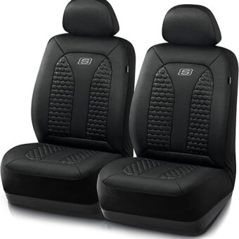 Skechers Memory Foam™ Car Seat Covers, Hexcomb Breathable Thick Seat Covers Black Two Front Seat Covers, Airbag Compatible, Automotive Comfort & Protection for Most...