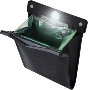 Smart LED Car Trash Can Waterproof Garbage Bag Passenger Side Artificial Leather Storage Pocket Leak Proof Reusable Traveling Portable Offices Toilet Garbage Cans Back Seat...