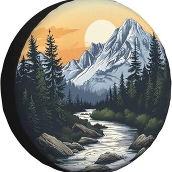 Spare Tire Cover Mountains Nature Sunset Scenery Wheel Covers Weatherproof Universal Wheel Protectors for Rv SUV Camper Travel Trailer 16 Inch