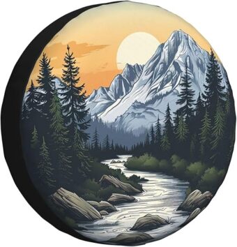 Spare Tire Cover Mountains Nature Sunset Scenery Wheel Covers Weatherproof Universal Wheel Protectors for Rv SUV Camper Travel Trailer 16 Inch