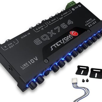 Stetsom EQX764 Graphic Equalizer 7 Band Equalization with 4 Input and 6 Output Channels, Input Channel Selection Switch (MAIN or HIGH), Level Controls for Each Input (MAIN or...