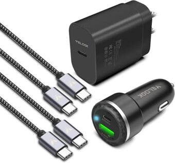 Super Fast Charger Type C Kit, VELOGK 25W PD PPS USB C Wall/Car Charger for Samsung Galaxy S24/S23 Ultra/S23+/S23/S22/S21/S20/Plus/Ultra/FE/Note 20/A71, iPad Pro, with 2X Nylon...