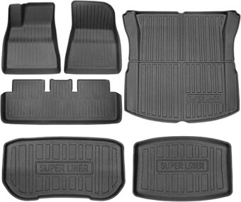 SUPER LINER Floor Mats for 2024 Tesla Model 3 Highland All-Weather Cargo Liner Rear Cargo Tray Trunk Floor Mat Interior Accessories