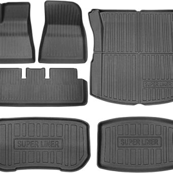 SUPER LINER Floor Mats for 2024 Tesla Model 3 Highland All-Weather Cargo Liner Rear Cargo Tray Trunk Floor Mat Interior Accessories