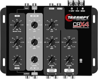 Taramps Crx4 Electronic 4 Way Crossover Rca Channels 8 Volts Rms Car Audio Processor Stereo Equalizer Great for Low/High with Bass Boost, Compact Size