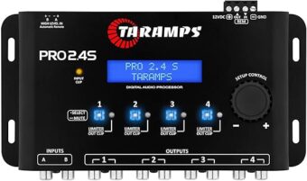 Taramps Pro 2.4S DSP Crossover full Digital Signal Processor and Equalizer with sequencer 15-band Graphic Equalization 12 preset EQ 2-Channel in and 4-Channel Out