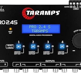 Taramps Pro 2.4S DSP Crossover full Digital Signal Processor and Equalizer with sequencer 15-band Graphic Equalization 12 preset EQ 2-Channel in and 4-Channel Out