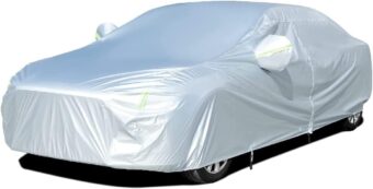 Tecoom Car Cover Waterproof All Weather for Automobiles, Light Shell Waterproof UV-Proof Windproof Design Car Cover with Zipper Storage and Lock for All Weather Indoor Outdoor...