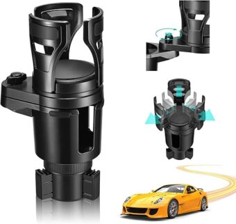 THIS HILL Cup Holder Expander for Car, Upgrade 2 in 1 Car Cup Holder Extender with 360° Rotating & Locking Function,All Purpose Car Cup with Adjustable Base, Suitable for Large...